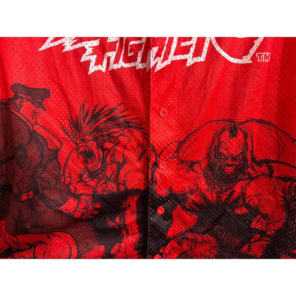 Street Fighter Big Men's Red & Black Graphic Button Up Baseball Jersey Sz 4X New - Picture 6 of 9